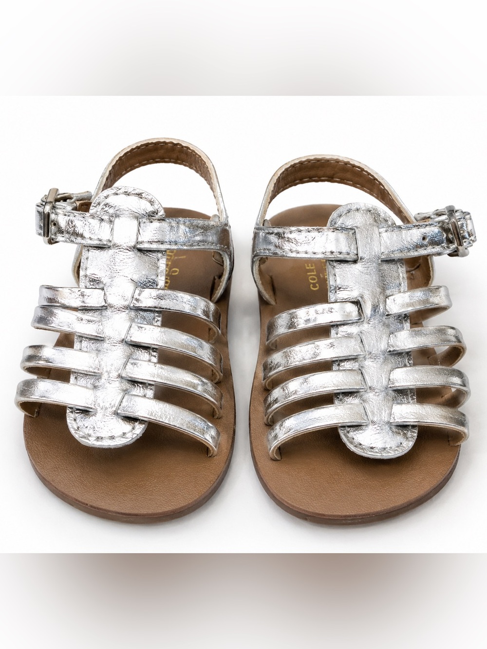 Cole Haan Mini Apple Fisher Silver Gladiator Sandals Toddler Size 3 EU 19